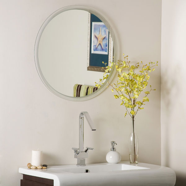 Large Round Frameless Bathroom Mirror 