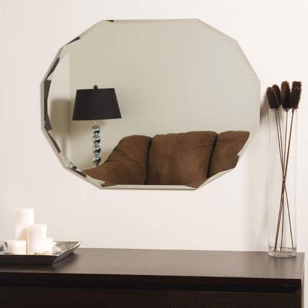 Oval Shaped Frameless Wall Mirror 