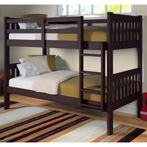 Maisie Twin Over Twin Slatted Bunk Bed - Dark Cappuccino Finish 
