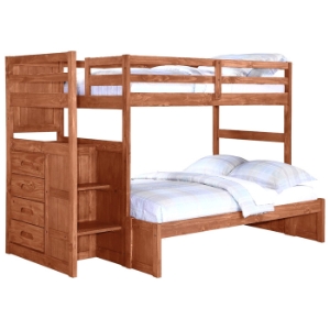 Orville Twin Over Full Staircase Bunk Bed - Chest, Cinnamon Wax 