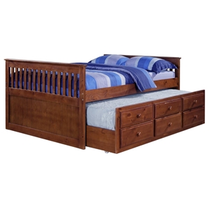 Gershwin Full Mission Trundle Bed - Round Knobs, Light Espresso 