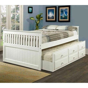 Gershwin Full Cottage Trundle Bed - Round Knobs, White 