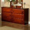 Isidore Wooden Dresser - 6 Drawers, Light Espresso Finish 