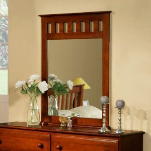 Isidore Rectangular Mirror - Slatted Frame, Light Espresso 