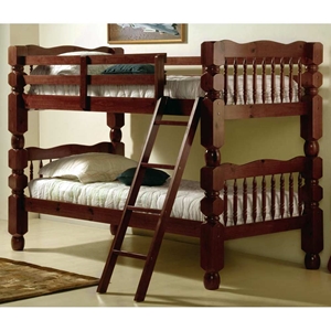 Morrie Twin Over Twin Bunk Bed - Turned Posts, Merlot Finish 