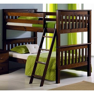 Lucienne Twin Bunk Bed - Slat Panels, Tilt Ladder, Dark Cappuccino 