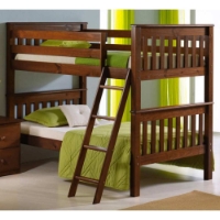 Lucienne Twin Bunk Bed - Slat Panels, Tilt Ladder, Light Espresso