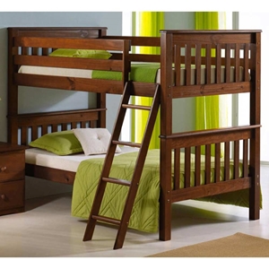 Lucienne Twin Bunk Bed - Slat Panels, Tilt Ladder, Light Espresso 