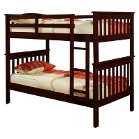 Luciana Mission Twin Bunk Bed - Dark Cappuccino Finish, Mattress Ready