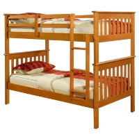 Luciana Mission Twin Bunk Bed - Honey Finish, Mattress Ready