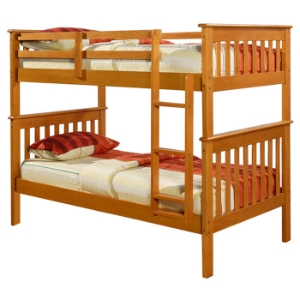 Luciana Mission Twin Bunk Bed - Honey Finish, Bunkie Ready 