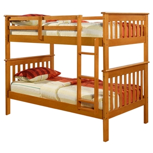 Luciana Mission Twin Bunk Bed - Honey Finish, Bunkie Ready 