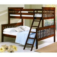 Lucienne Twin Over Full Bunk Bed - Slat Panels, Tilt Ladder, Dark Cappuccino