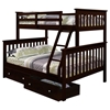 Luciana Mission Twin Over Full Bunk Bed - Dark Cappuccino Finish - DONC-122-3CP