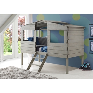 Twin Tree House Low Loft Bed - Rustic Gray 