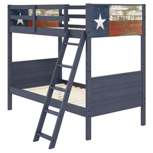 Lone Star Texas Flag Bunk Bed - Twin Over Twin, Blue 