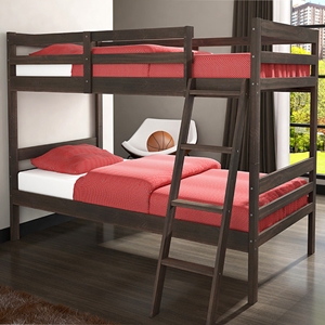 Econo Ranch Twin Bunk Bed - Leaning Ladder, Rustic Walnut 