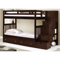 Stairway Bunk Bed - Twin Over Twin, Cappuccino