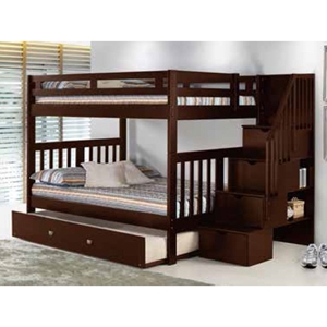 Stairway Bunk Bed - Full Over Full, Cappuccino 