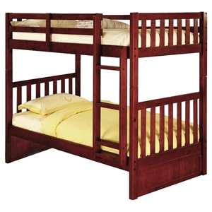 Twin Over Twin Mission Bunk Bed - Merlot 
