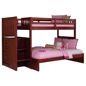 Orville Twin Over Full Staircase Bunk Bed - Chest, Merlot 