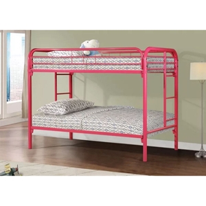 Twin Over Twin Metal Bunk Bed - Pink 