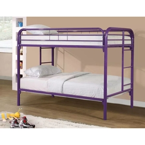 Twin Over Twin Metal Bunk Bed - Purple 