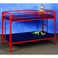 Keagan Twin Over Twin Metal Bunk Bed - Gloss Red