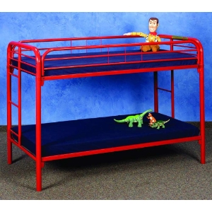 Keagan Twin Over Twin Metal Bunk Bed - Gloss Red 