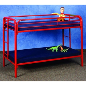 Keagan Twin Over Metal Bunk Bed, Red Metal Bunk Bed Frame