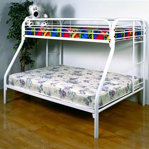 Keagan Twin Over Full Metal Bunk Bed, White Metal Bunk Beds Twin Over Full