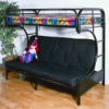 Keagan C-Shaped Twin Over Futon Metal Bunk Bed - Gloss Black 
