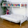 Keagan C-Shaped Twin Over Futon Metal Bunk Bed - Gloss White 