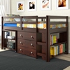 Nicolai Low Twin Size Loft Bed - Roll-Out Desk, Chest, Dark Cappuccino 