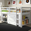 Nicolai Low Twin Size Loft Bed - Roll-Out Desk, Chest, White 