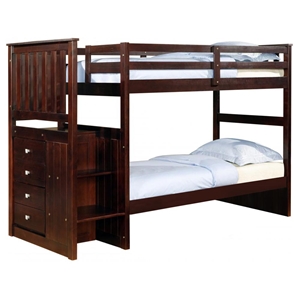 Orville Twin Over Twin Staircase Bunk Bed - Chest, Dark Cappuccino 