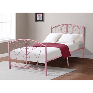 Metal Bed - Twin, Light Pink 