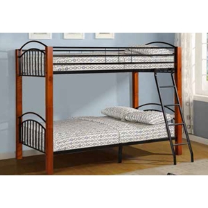 Twin Over Twin Bunk Bed - Cherry and Black 
