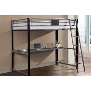Twin Study Loft Bed - Black and Silver 