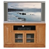 Classic Oak Thin 55" TV Cabinet - 1 Open Shelf, 2 Glass Doors - EGL-46855