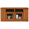 Classic Oak Thin 66" TV Cabinet - 2 Open Shelves, 2 Glass Doors - EGL-46866