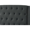 Jayden Button Tufted Upholstered Bed - Midnight, Chrome Nailhead Detailing - EGL-EAG1600MT-BED