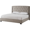 Jayden Button Tufted Upholstered Bed - Sandstone, Black Nailhead Detailing - EGL-EAG1600SE-BED