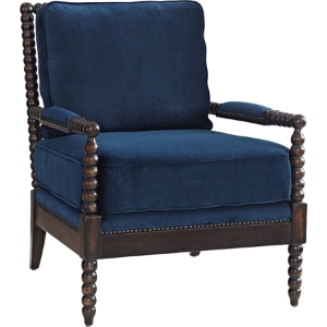 Revel Upholstered Fabric Armchair - Nailhead, Dark Espresso 