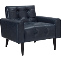 Delve Faux Leather Accent Chair - Button Tufted, Blue