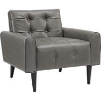 Delve Faux Leather Accent Chair - Button Tufted, Gray