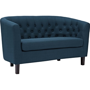 Prospect Upholstered Fabric Loveseat - Button Tufted, Espresso Legs 