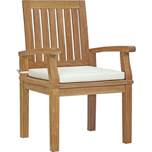 Marina Outdoor Patio Dining Armchair - Natural, White 