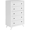 Tracy 5 Drawers Chest - White - EEI-5242-WHI