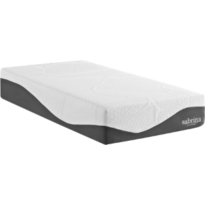 Sabrina 12" Twin Memory Foam Mattress - White, Dark Blue 